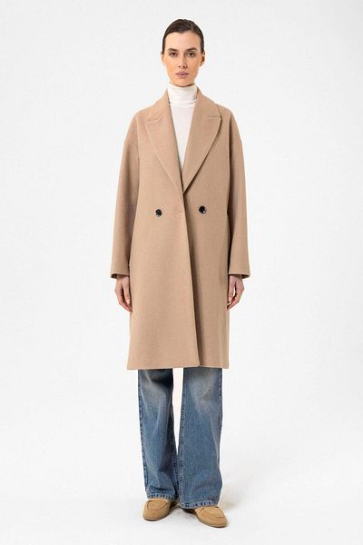 Antioch Beige Women's Double Breasted Oversize Coat