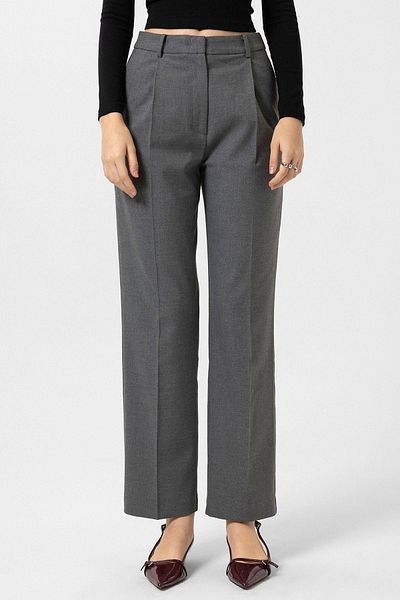 Antioch Gray Women's High Waist Pleated Pants
