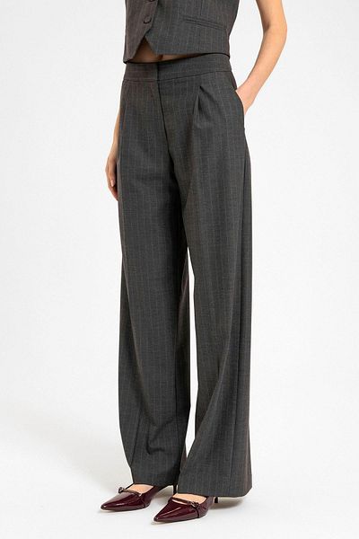 Antioch Anthracite Women's High Waist Striped Trousers