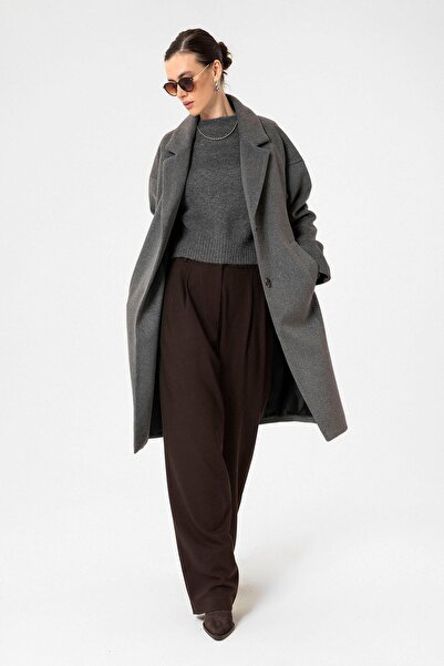 Antioch Anthracite Women's Wool Blended Textured Coat