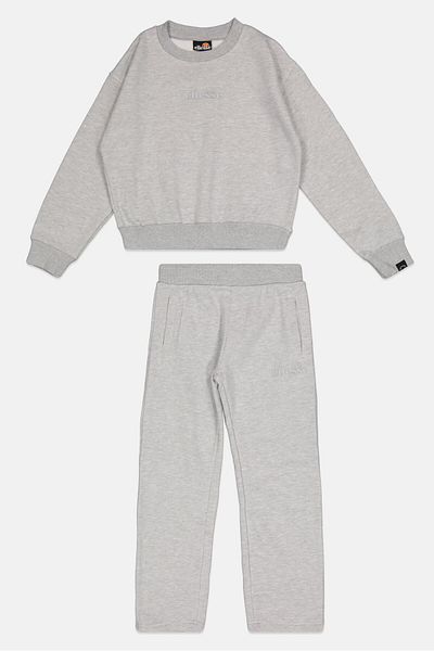 Ellesse Kids Girl 2 Pieces Heather Sweatshirt And Pants Set, Light Grey