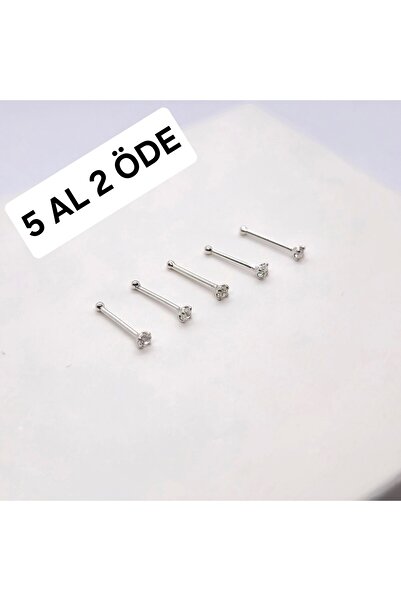 Set 925 Ayar Gümüş ( EKONOMİK 5 ADET )Yuvarlak Zirkon Taşlı 1,5 mm Hızma (5 A...