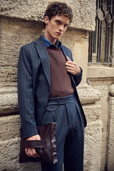 Antioch Navy Blue Slim Fit Striped Men's Blazer Jacket