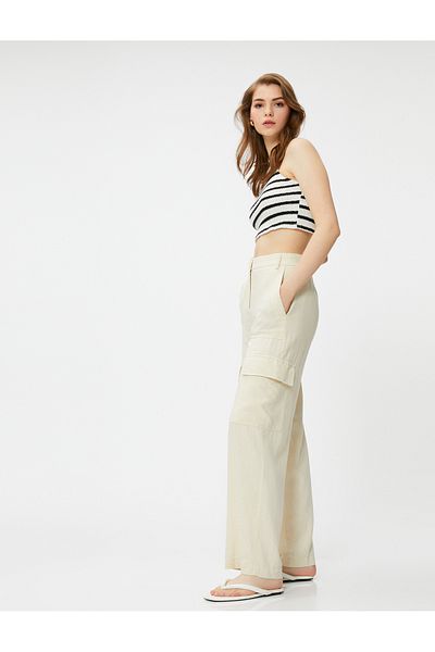 Koton Cargohose aus Leinenmischung mit Taschen