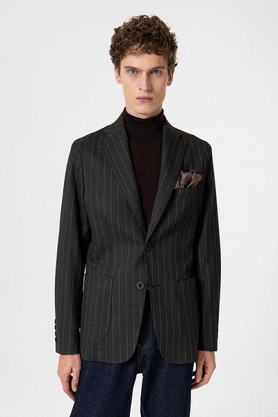 Antioch Black Slim Fit Striped Men's Blazer Jacket
