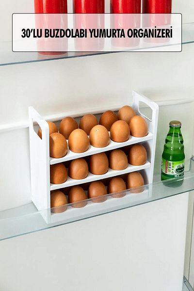 DervisIN 30-Piece 3-Tier Egg Holder Refrigerator Organizer That Fits the Refrigerator Shelf