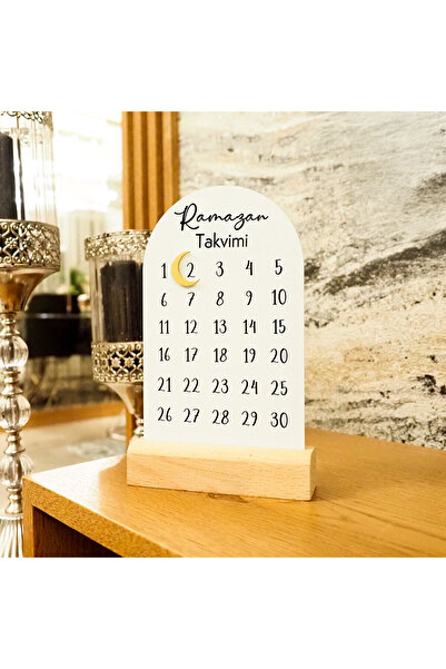 Wall Art İstanbul Metal Mıknatıslı Ramazan Takvimi - Ahşap Kaideli Islami Dek...