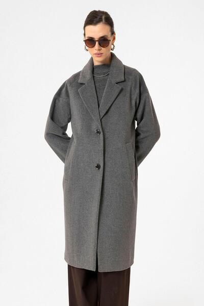 Antioch Anthracite Women's Wool Blended Textured Coat