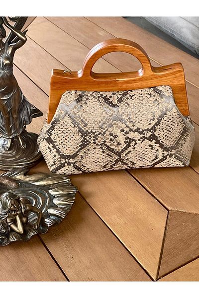 JOPHIEL Raphael - Wood Scholarship Cloth Bag, Women Clutch, Hand Portfolio