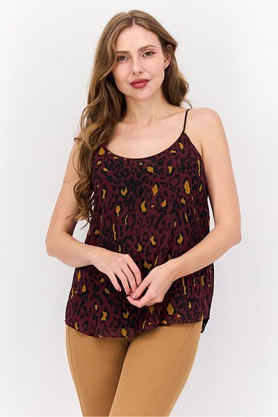 Bar III Women Scoop Neck Sleeveless Animal Print Top, Multicolor