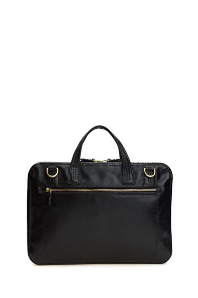 GÖN حقيبة لابتوب وحقيبة مستندات سوداء مصنوعة يدويًا للجنسين