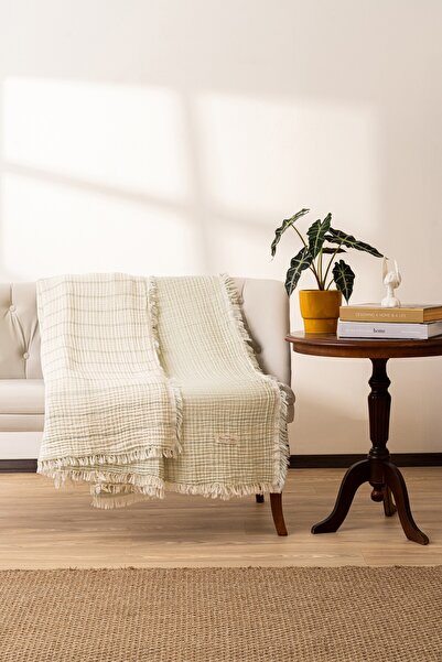 Rikka Home %100 Pamuk 4Kat Muslin Yatak ve Koltuk Örtüsü-Oeko-Tex Sertifika,Meditasyon/Tv Battaniyesi150x200 cm