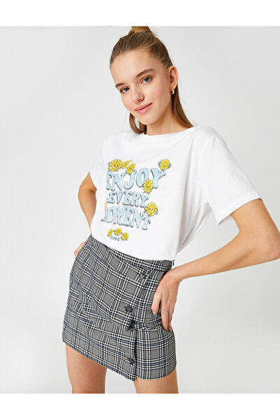 Koton Μπλουζάκι με κοντό μανίκι με λαιμόκοψη