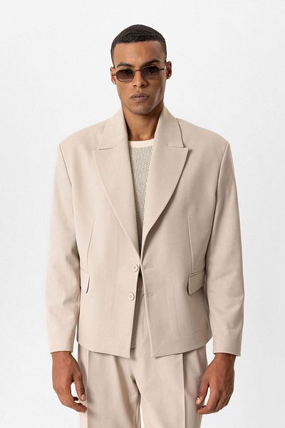 Antioch Beige Crop Fit Men's Blazer Jacket