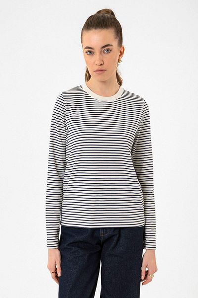 Antioch Navy Blue Women's Striped Seasonal Sweater