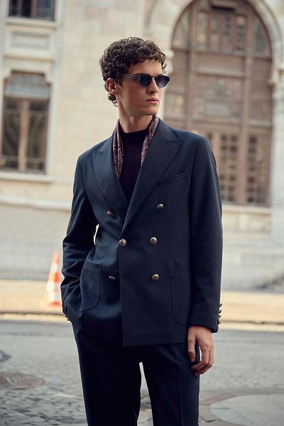 Antioch Navy Blue Unlined Double Breasted Men's Blazer Jacket