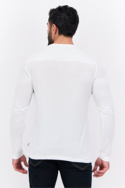 French Connection Men Crew Neck Long Sleeves Brand Logo T-shirt, White