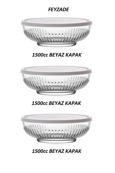 LAV Feyzade Tokyo - 3-Piece Storage Container Set 1500Cc White with Lid