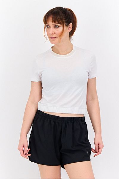 adidas Women Sportswear Fit Short Sleeves Training Cross Back Mesh Top, White