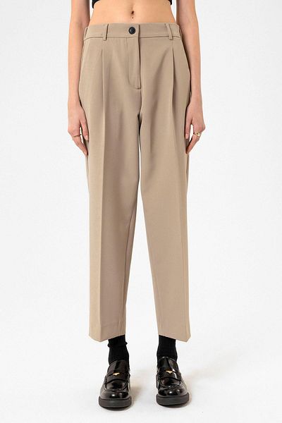 Antioch Beige Women's High Waist Straight Fit Short Pants