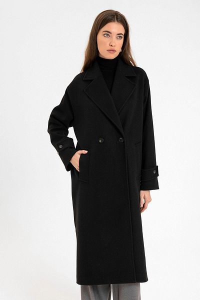 Antioch Black Women's Soft Textured Oversize Double Breasted Coat
