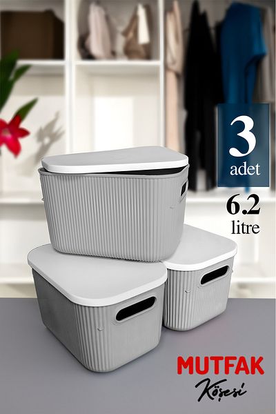 Mutfak Köşesi Harmony 3 Pieces 6.2 Lt - Διακοσμητικό κουτί αποθήκευσης με καπάκι οργάνωσης