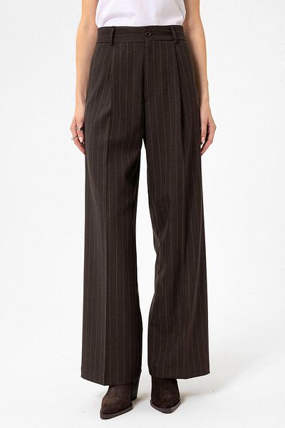 Antioch Coffee Women's High Waist Pleated Striped Pants