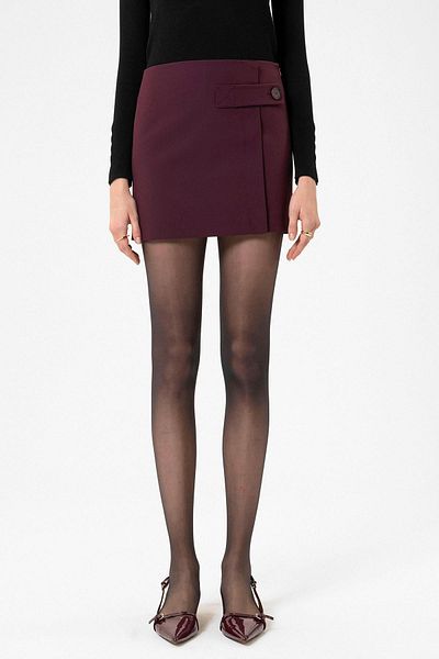 Antioch Burgundy Women's Button Detailed Mini Skirt