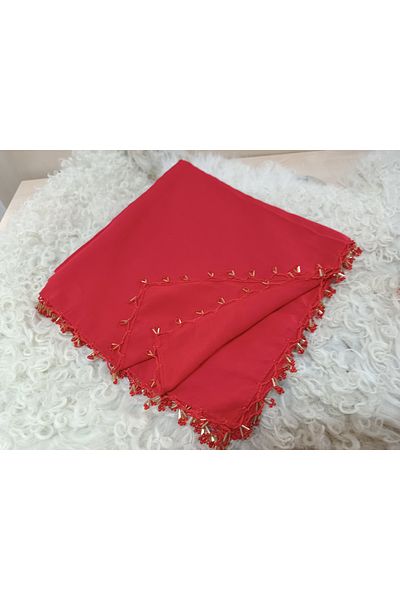 hoaryage Yemeni Cheesecloth Hand Embroidered - 4 Edge Ring Beads, Scarf Writing Edge