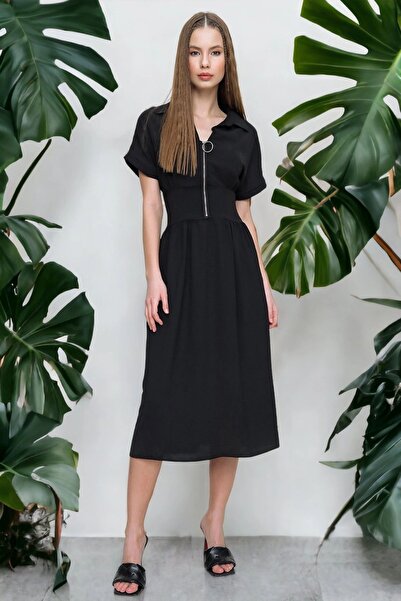 Juuuj Γυναικείο φόρεμα Airobin Polo με λαιμόκοψη με μαύρο φερμουάρ στη μέση, ...