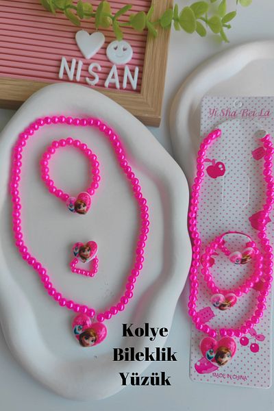 Nisankids Frozen Pearl Elsa Necklace-Bracelet-Ring Set