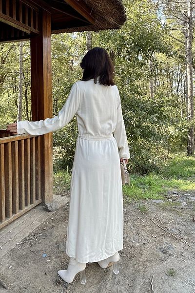 NEW LAVİVA Beige Viscose Shirt Dress - Long Sleeve, Belted Waist, Oval Skirt