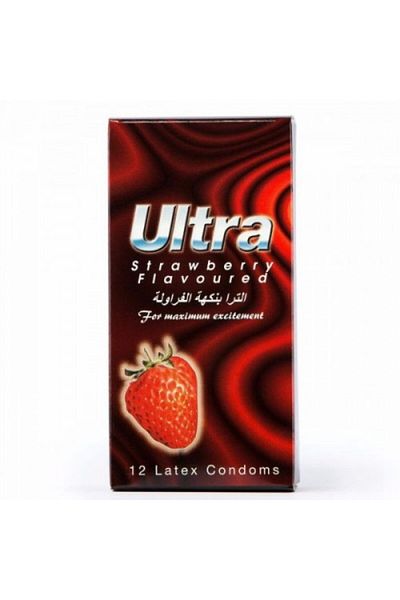 ULTRA Ultra Strawberry Flavored Condoms, 12 Condoms