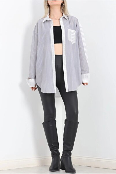 Genel Markalar kadın çift renk oversize gömlek dumangri