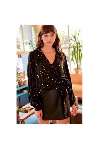 Pasaklı Giyim Bluză casual Quen crepon cu mânecă lungă, cu mânecă lungă, cu b...