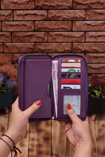 Ozka Leather Collection Dear Pack - Long Wallet with Phone Compartment, Card Holder Wallet with Automatic Mechanism