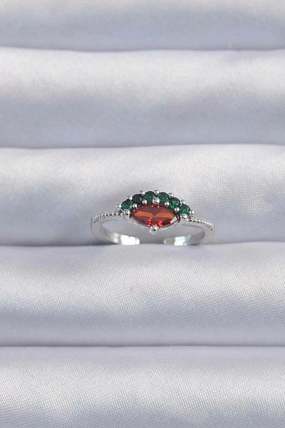 Clariss Brass Silver Color Colorful Zircon Stone Adjustable Watermelon Model Ring