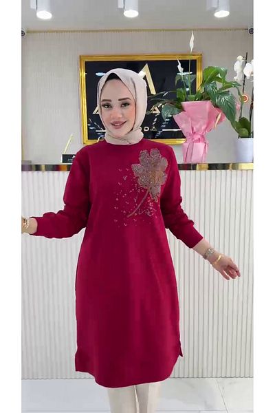 Zeynep Butik Ayşe Akay 100cm Floral Print Tunic - Two Yarn Fabric 1657