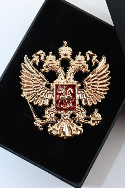 KEEBA Zamanın ötesindeki güç Gold çift başlı kartal broş kuşlu tasarım kadın ...