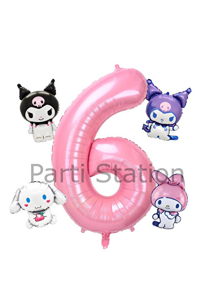Parti Station Kuromi 6 Yaş Mini Pembe Balon Set Kuromi MyMelody Cinnamonroll ...