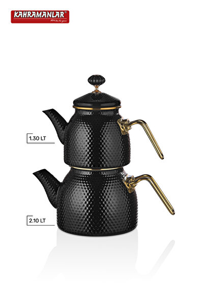 Kahramanlar Prime Black Emaye Çaydanlık Takımı