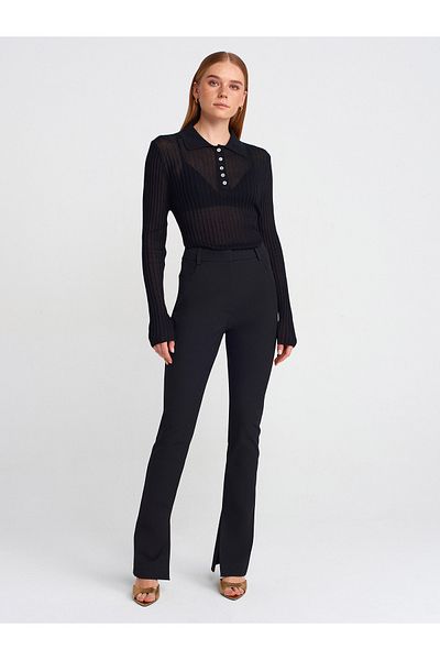 Dilvin 71611 Straight Fit Trousers-Black