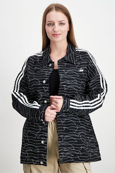 adidas Women Stripe Denim Jacket, Black And White