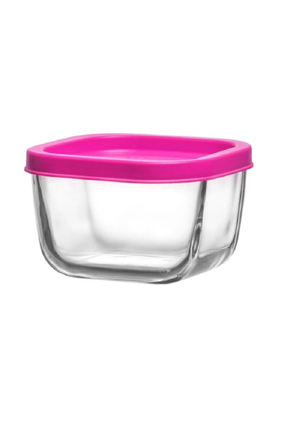 LAV Feyzade Cube Storage Container Set 4 Pieces 270Cc with Pink Lid (Cub-225)