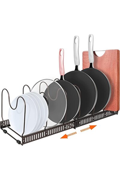 COOYA Pot and Pan Organizer Rack, 7 Adjustable Compartment, U Shape Groove, Suitable for kitchen