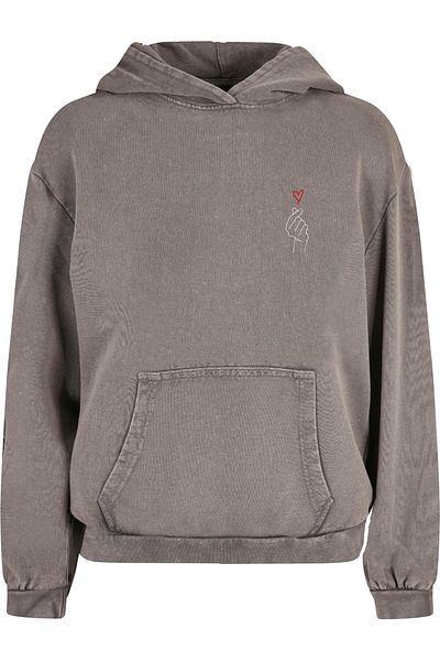 Merchcode Ladies K Heart Acid Washed Oversized Hoody