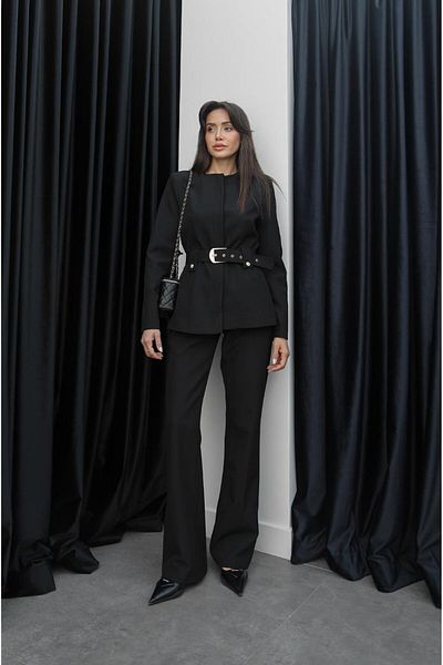 Havoş Black Belt Detailed Jacket Pants Set