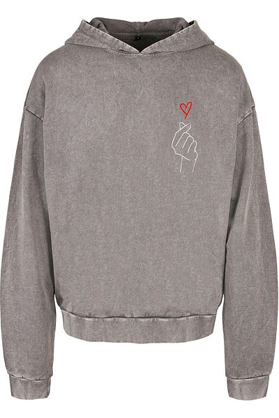 Merchcode Übergroßer Kapuzenpullover mit „K Heart“-Print und Acid-Wash