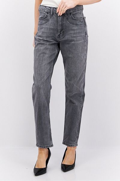 Esprit Women Mom Fit Washed Stretchable Jeans, Grey