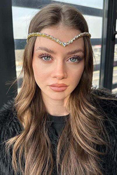 TAKIŞTIR Altın Renk Taş Detaylı Alınlık/Kına Aksesuarı